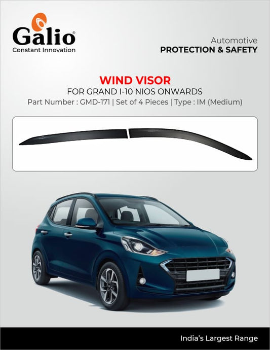 black finish door visor for Grand i10 Nios