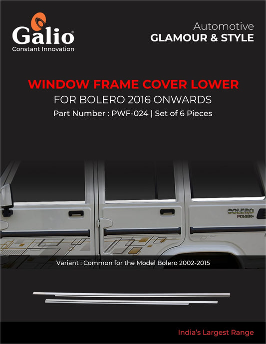 Chrome Line Window Frame Cover Lower for Mahindra Bolero