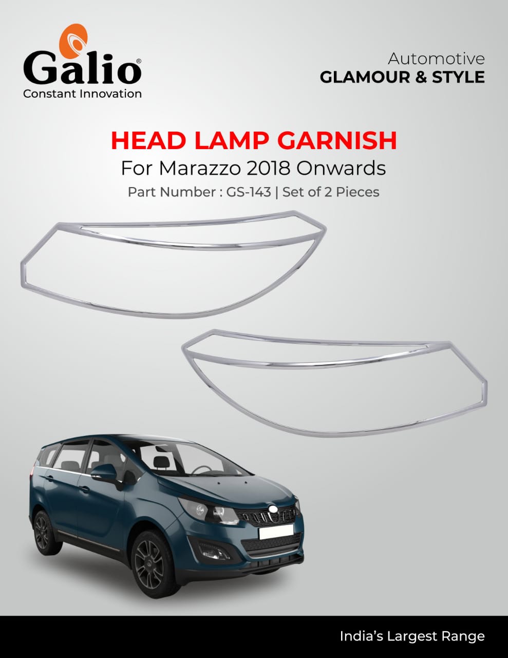 Chrome Finish Head Lamp Garnish for Mahindra Marazzo