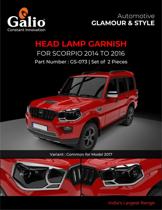 Chrome Finish Head Lamp Garnish for Mahindra Scorpio Classic