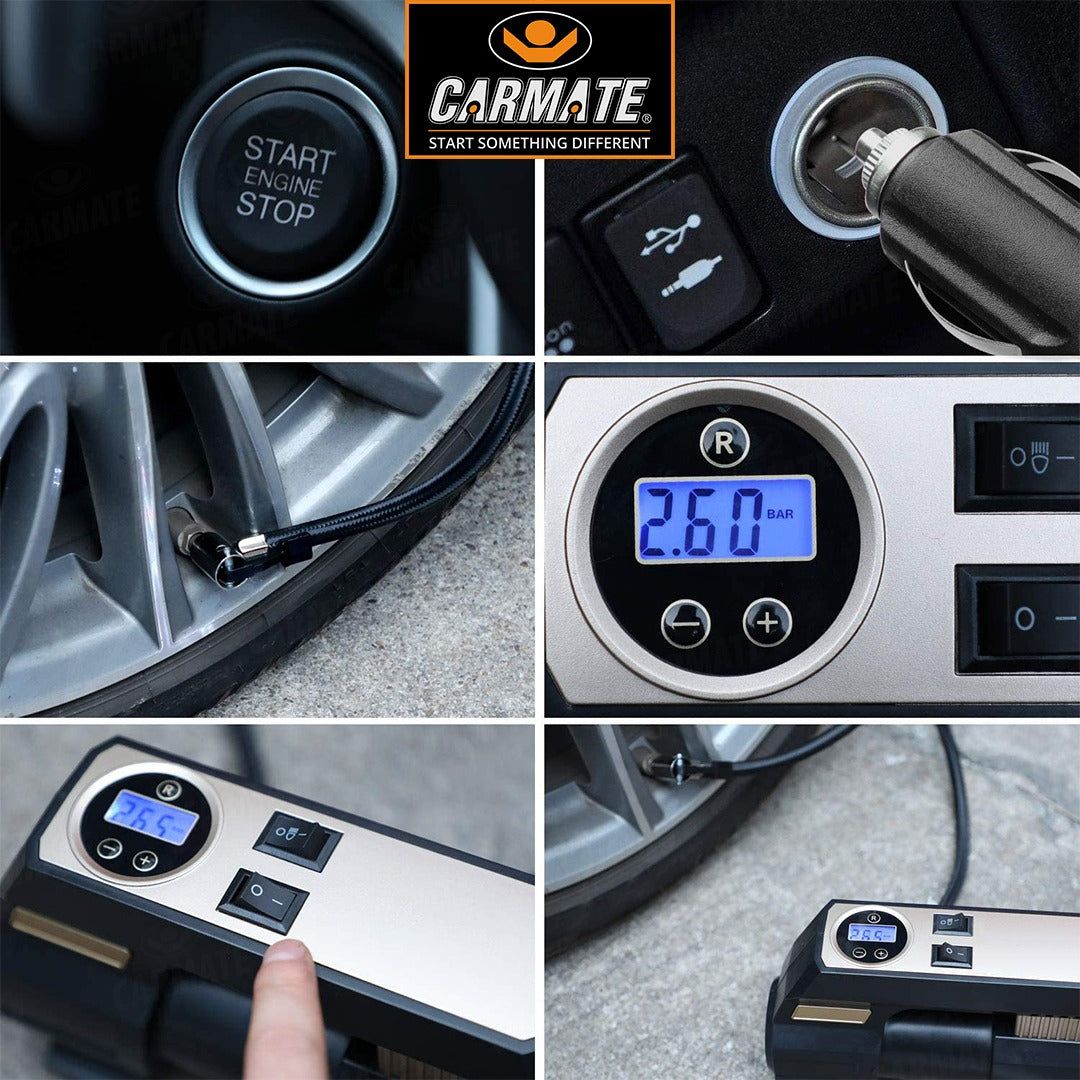 Carmate - Digital Tyre Inflater - 100 psi Tyre Air Pump for Car & Bike