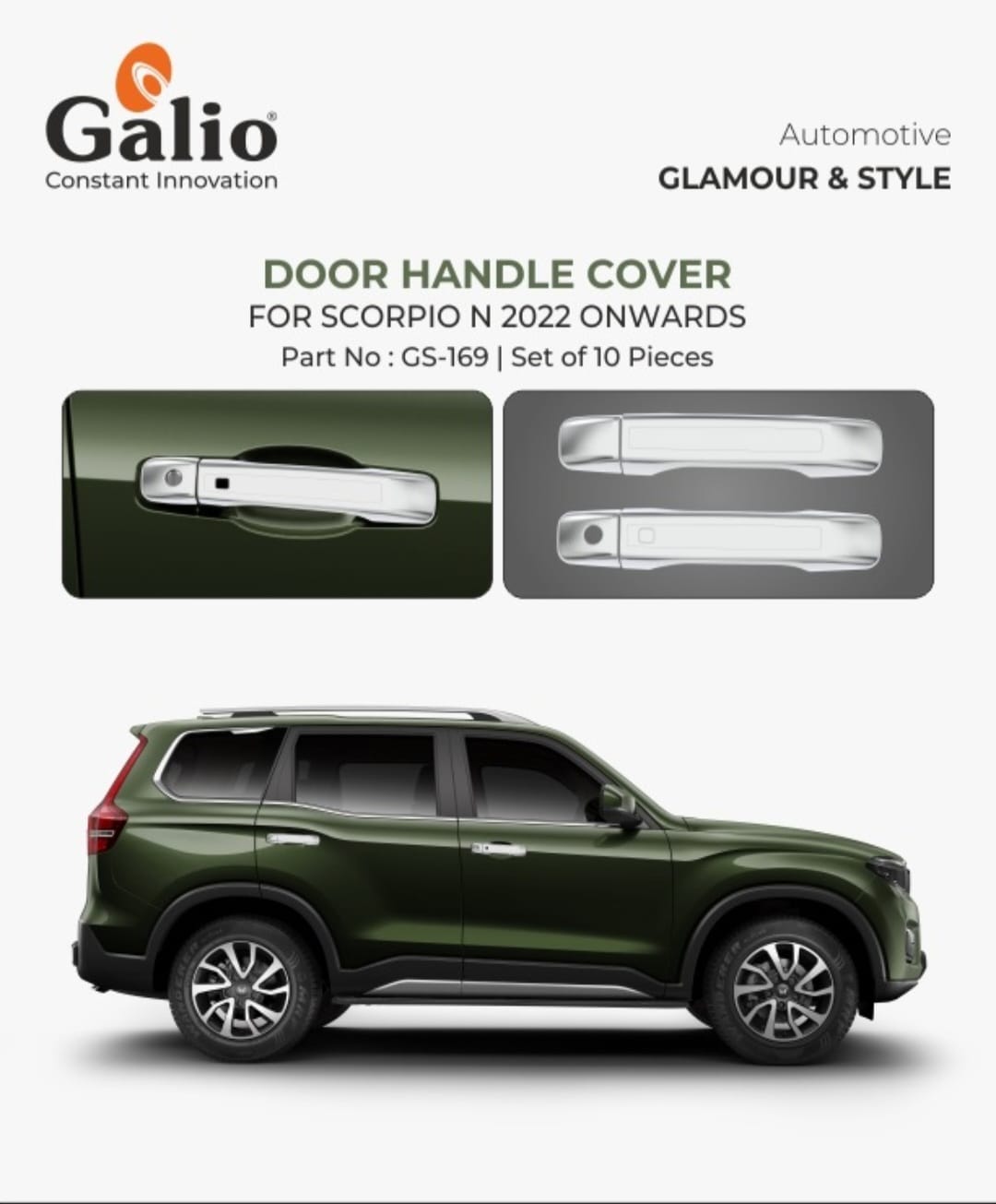 Chrome finish Door Handle Cover for Mahindra Scorpio N