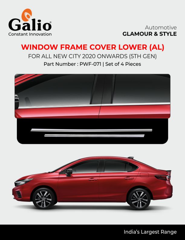 Aluminium All New Honda City Window Frame Cover Lower Kit