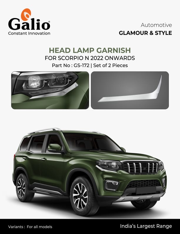 Chrome Finish Head Lamp Garnish for Mahindra Scorpio N