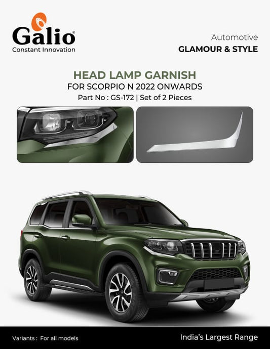 Chrome Finish Head Lamp Garnish for Mahindra Scorpio N