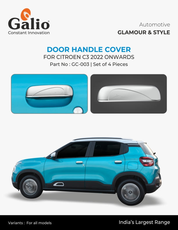 Chrome Finish Door Handle Garnish for Citroen C3