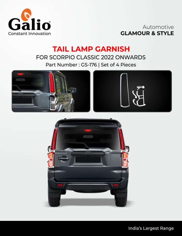 Mahindra Scorpio Classic Tail Lamp Garnish - Chrome Finish