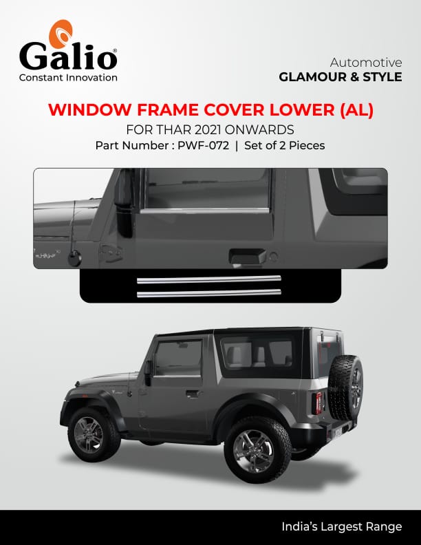 Window Frame Cover Lower For Mahindra Thar - Aluminium