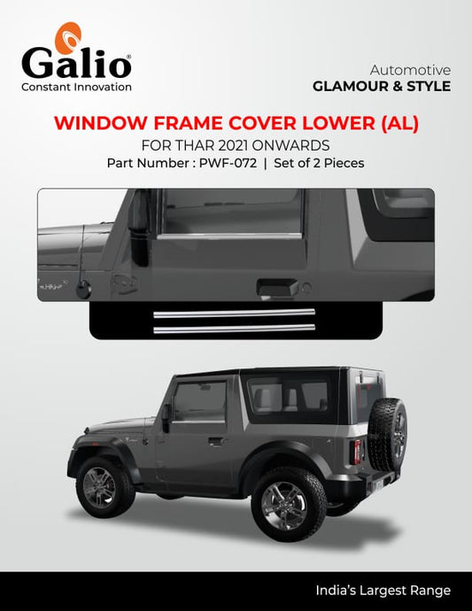 Window Frame Cover Lower For Mahindra Thar - Aluminium