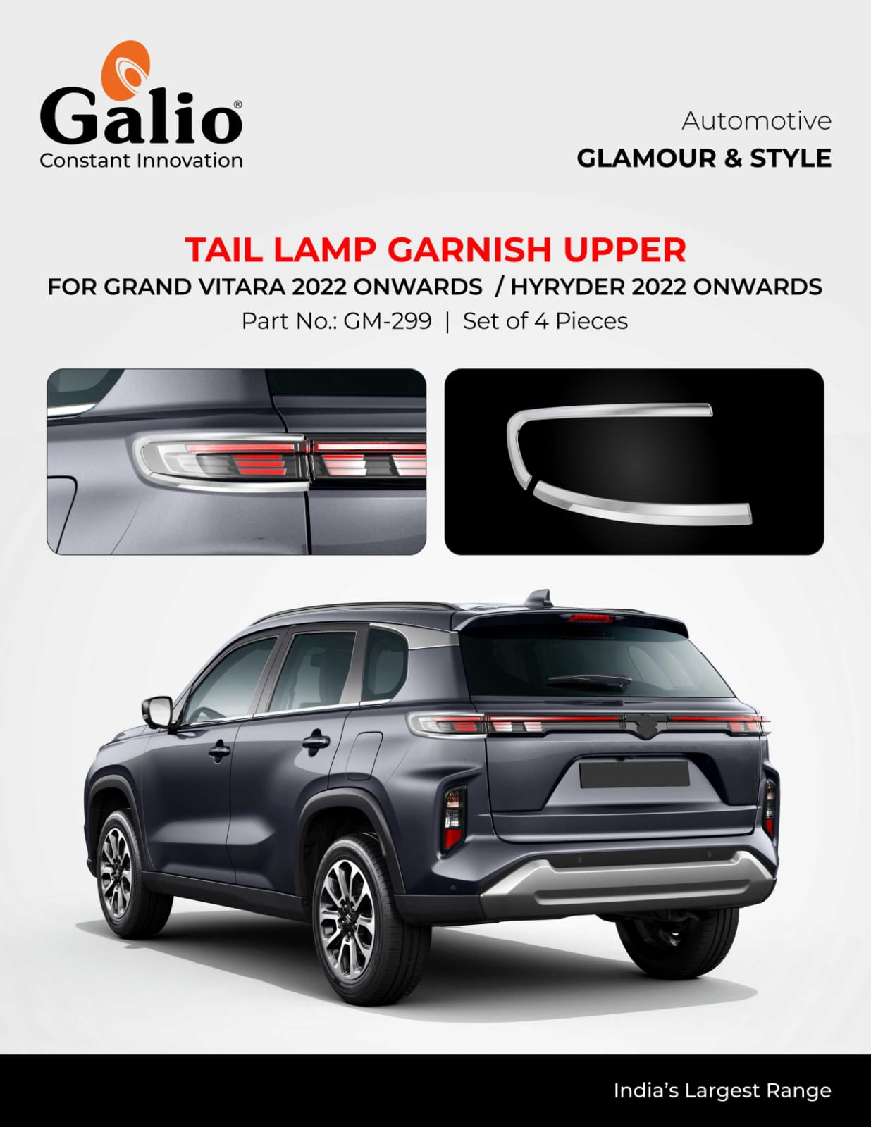Maruti Suzuki Grand Vitara Tail Lamp Garnish Upper - Chrome Finish
