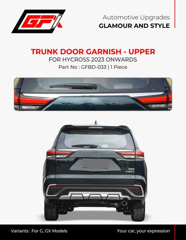 Tail Gate Garnish For Toyota Hycross - Upper - Chrome Finish- Model 2022 Onwards