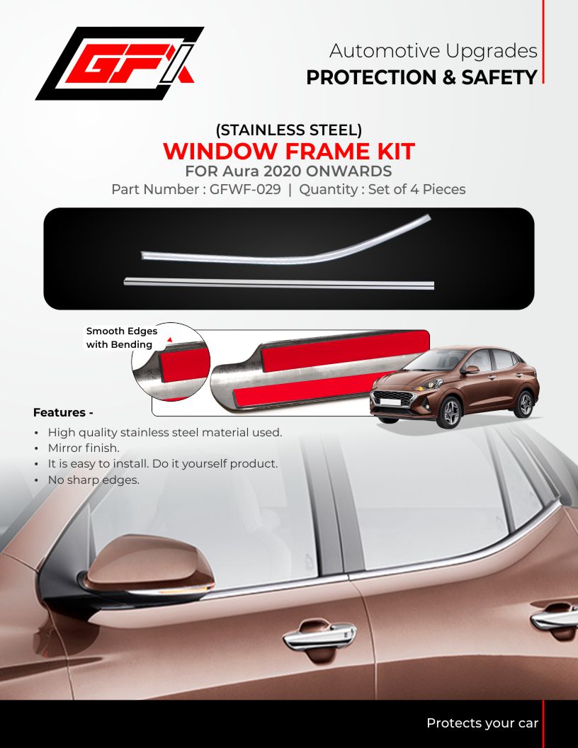 Window Frame Cover Lower For Hyundai Aura - Stainless Steel