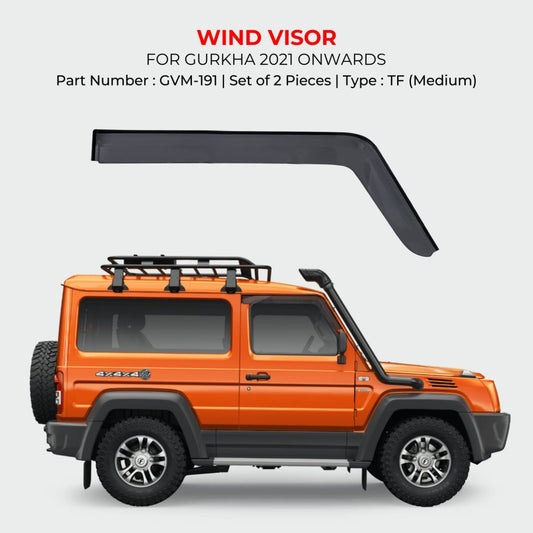 Black Premium Door Visor For Force Gurkha - Model 2021 Onwards