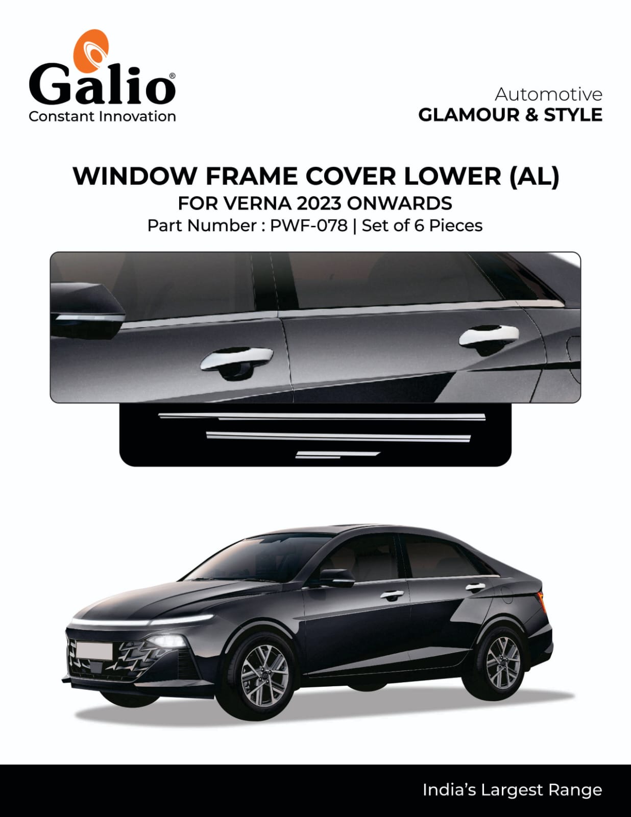 Window Frame Cover Lower For Hyundai Verna - Model 2023 Onwards