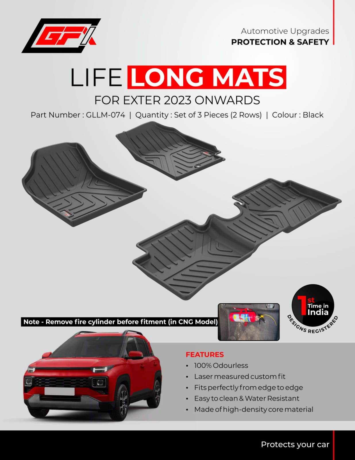 Car Floor Mats For Hyundai Exter - Model 2023 Onwards