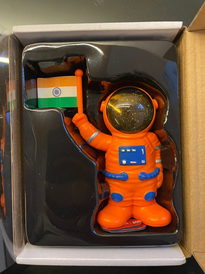 Astronaut Solar Toy Holding and Raising Indian Flag Robot