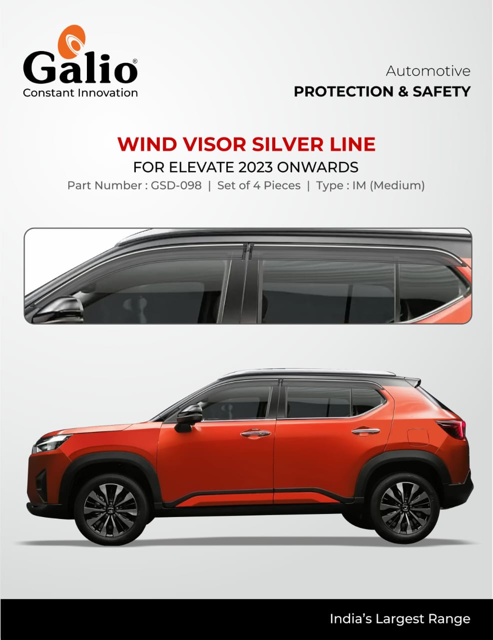 Chome Line Door Visor For Honda Elevate - Model 2023 Onwards