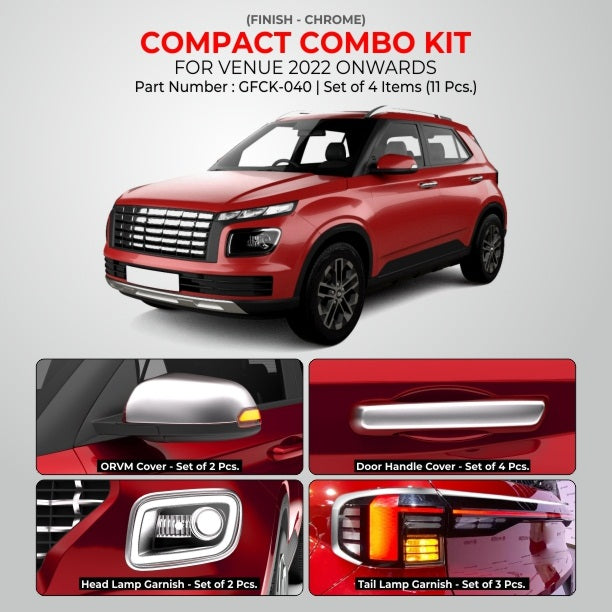 Compact Combo Kit for Hyundai Venue - Chrome Finish - Model 2022 Onwards