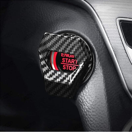 Carbon Fiber Car Engine Start-Stop Switch Lambo Style Button Cover- Metal