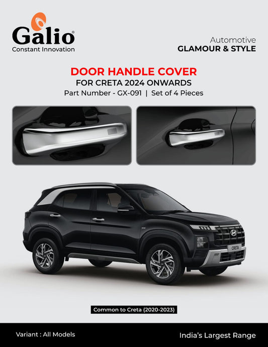 Chrome Finish Door Handle Cover For Hyundai Creta - Model 2024 Onwards