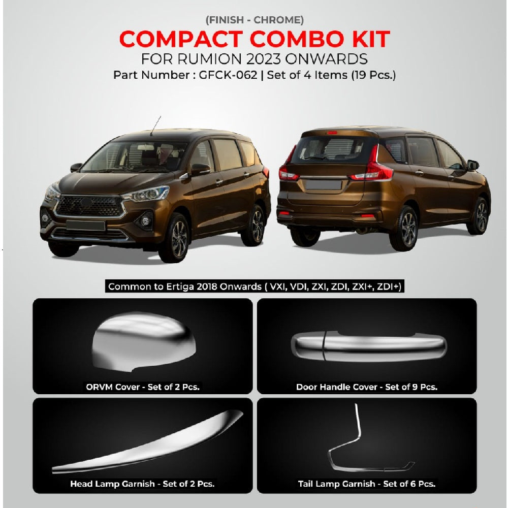 Chrome Finish Compact Combo Kit For Toyota Rumion - Model 2023 Onwards