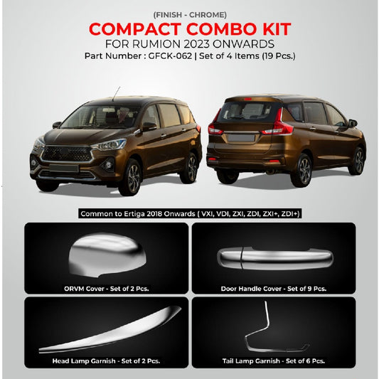 Chrome Finish Compact Combo Kit For Toyota Rumion - Model 2023 Onwards