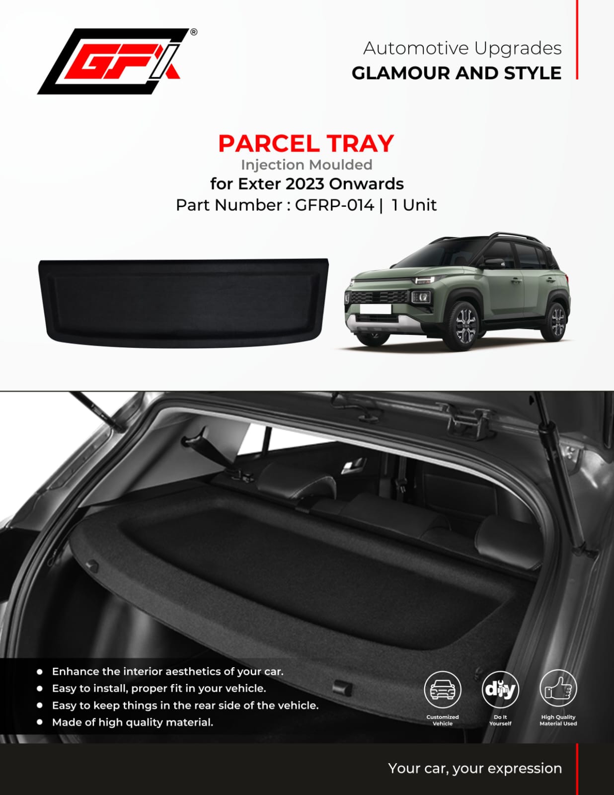 Parcel Tray For Hyundai Exter - Model 2023 Onwards