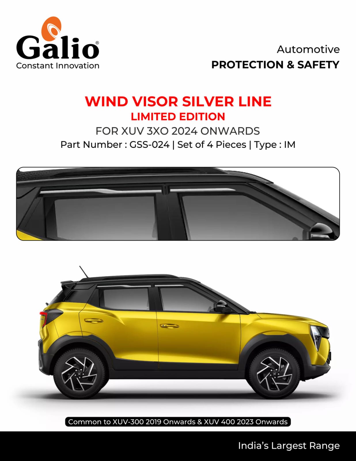 Chome Line Door Visor For Mahindra XUV 3XO - Model 2024 Onwards