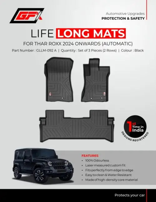 Life Long Mats For Mahindra Thar Roxx - Model 2024 Onwards