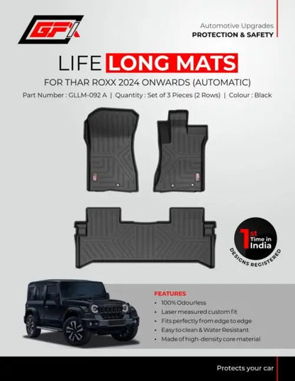 Life Long Mats For Mahindra Thar Roxx - Model 2024 Onwards