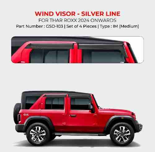 Black Door Visor For Mahindra Thar Roxx - Model 2024 Onwards