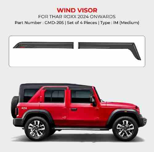 Black Door Visor For Mahindra Thar Roxx - Model 2024 Onwards