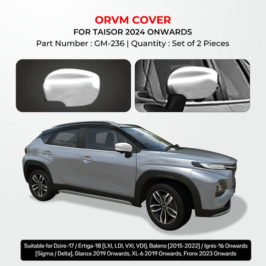 Chrome Finish ORVM Cover For Toyota Taisor - Model 2024 Onwards