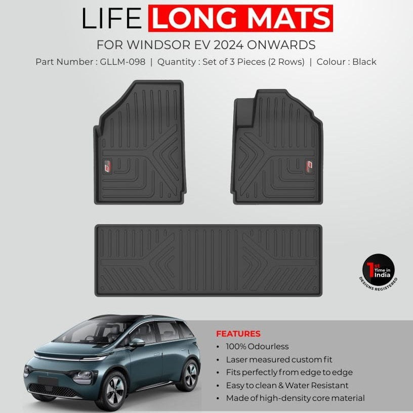 Premium Life Long Mats For MG Windsor EV - Model 2024 Onwards