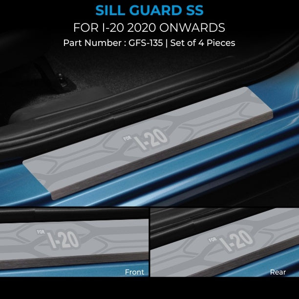 Premium Sill Guard SS For Hyundai I20 - Model 2020 Onwards