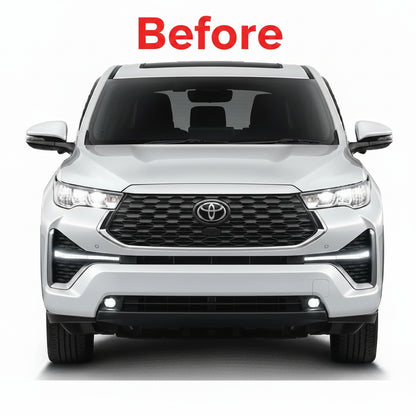 White Toyota SUV with 'Before' text on a white background