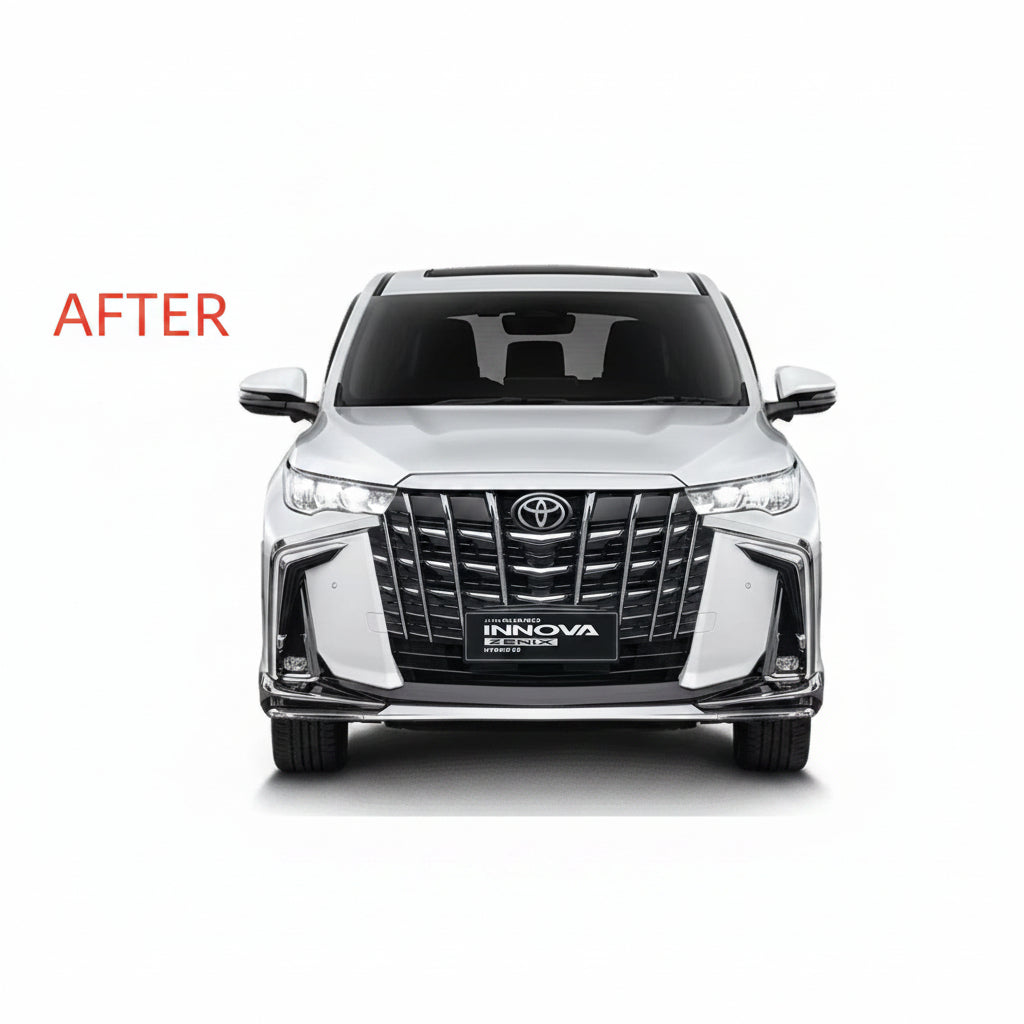 Front view of a white Toyota Innova on a white background with 'AFTER' text.