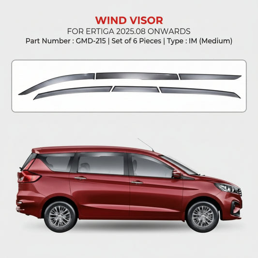 Wind visor for Ertiga 2025.08 onwards with product details on a white background