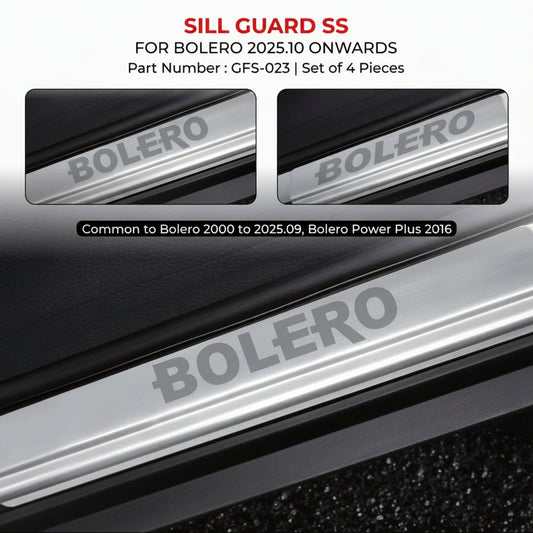 Sill guard for Bolero vehicles with branding and product details.