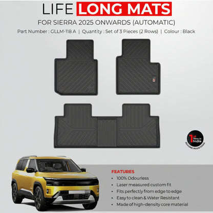 Car floor mats set for Sierra automatic 2025 onwards, with product details on a white background