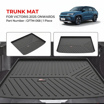 Trunk mat for Victoris 2025 onwards with car and product images.
