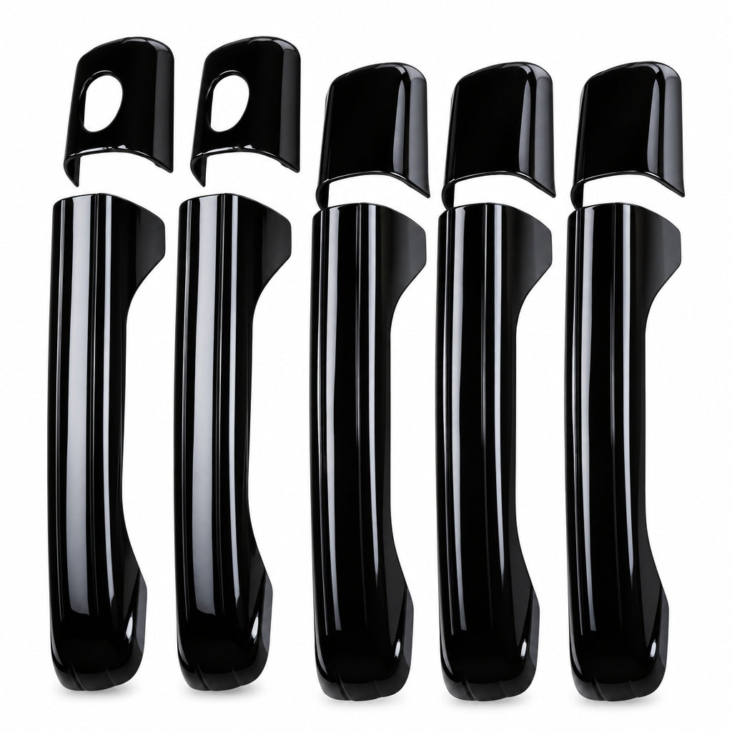 Set of 4 pcs black door handle cover for Bolero Neo on clear white background. 