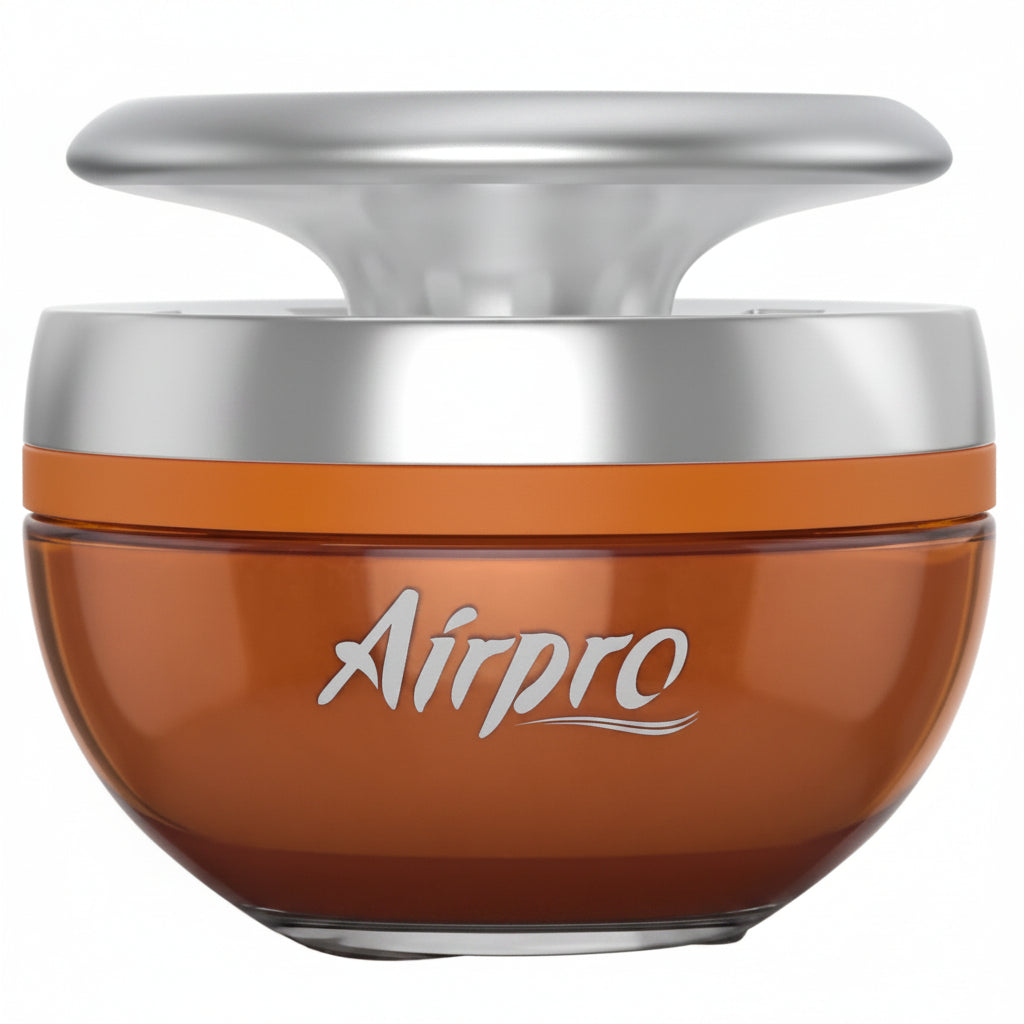 Orange container with silver lid featuring 'Airpro' branding on a white background