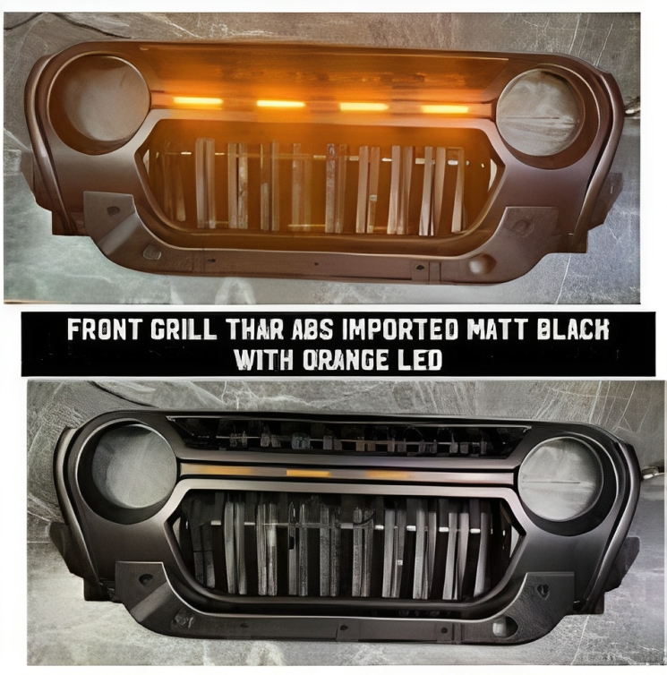 Front Grill With Led Without Mesh For Mahindra Thar - Model 2020 Onwards