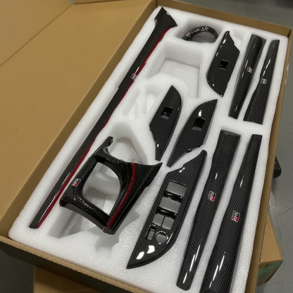 Set of car interior panels in a box with white foam padding