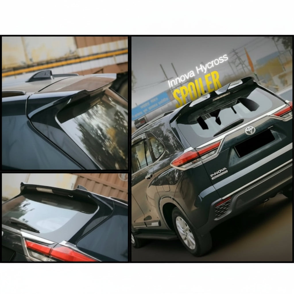 Collage of a car with a spoiler on a blurred background