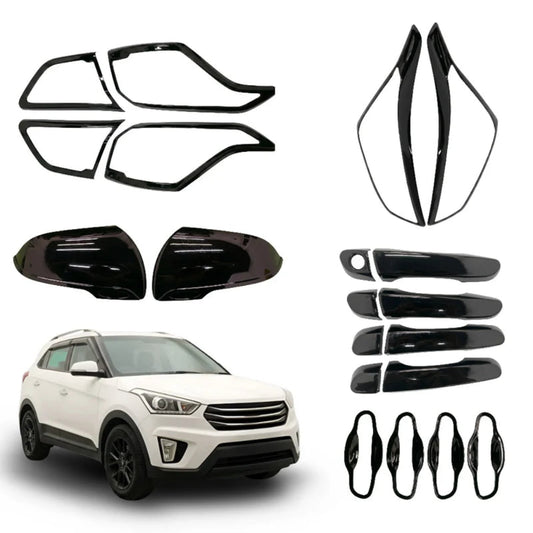 Black combo kit for Creta (2015-2019), displayed on a white background. 
