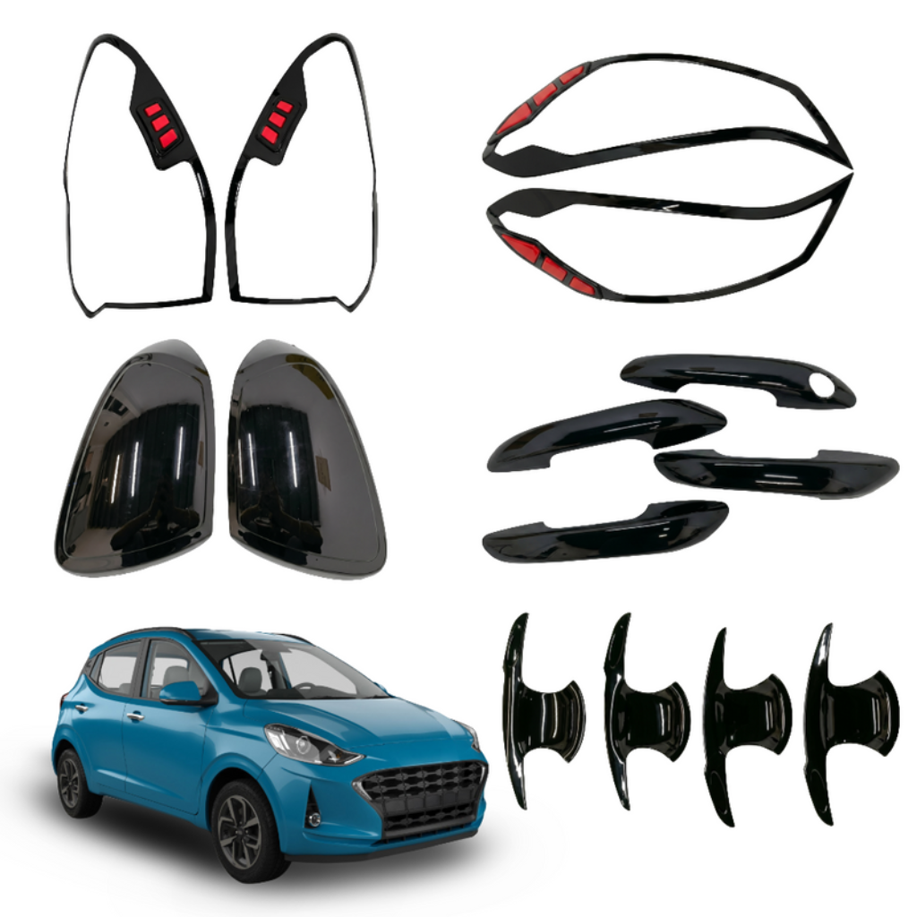 black combo kit for i10 Grand Nios, displayed on a white background. 