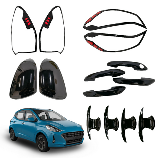 black combo kit for i10 Grand Nios, displayed on a white background. 