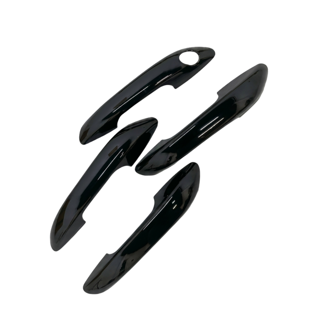 Set of 4 pcs black door handle covers for i10 Grand Nios, displayed on a white background. 